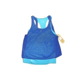 NWT WOMENS Z BY ZOBHA Blue 2fer Tank Top Shirt Size LARGE